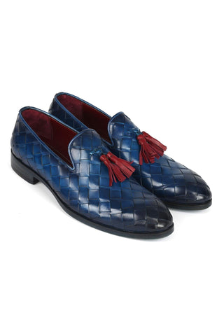 Paul Parkman 6623 Woven Calf-Skin Leather Tassel Loafers (PM6377)-AmbrogioShoes