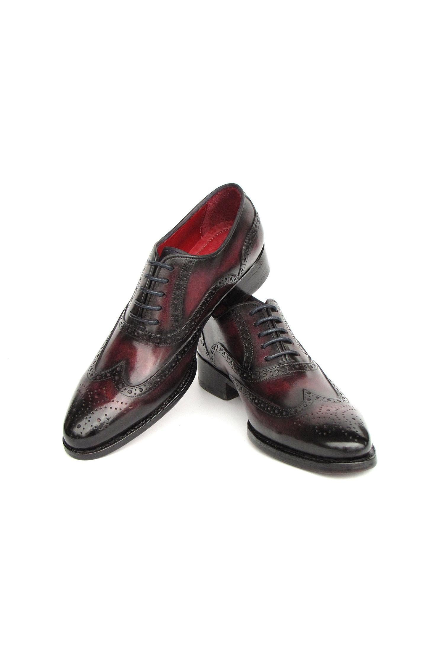 Paul Parkman 66BRD94 Men's Handmade Shoes Burgundy Hand Painted Leathe AmbrogioShoes Paul Parkman 66BRD94 Men's Handmade Shoes Burgundy Hand Painted Leathe AmbrogioShoes