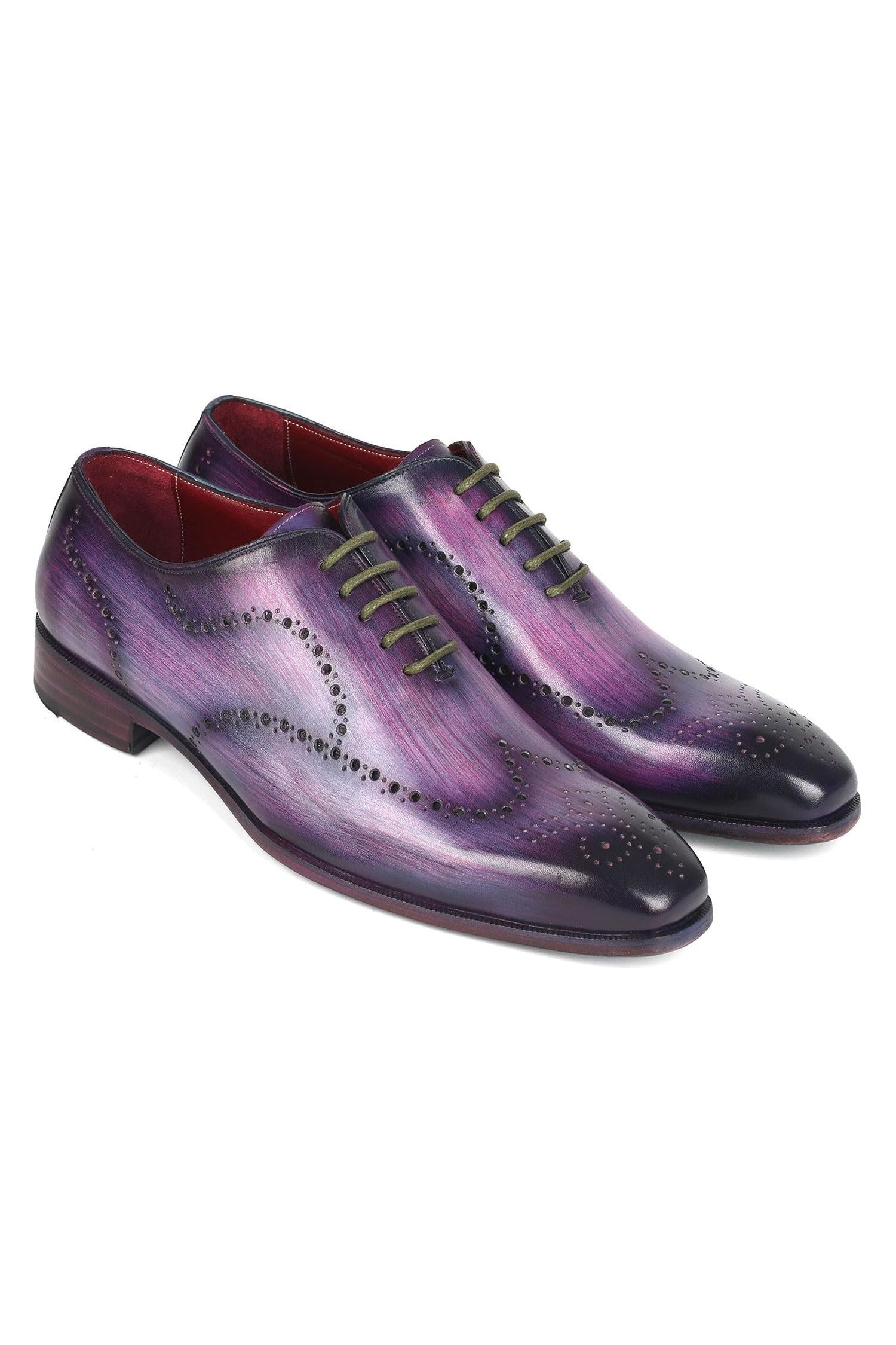 Paul Parkman 741 Calf-Skin Leather Wing-Tip Whole Cut Oxfords (PM6386) Purple / 10 US
