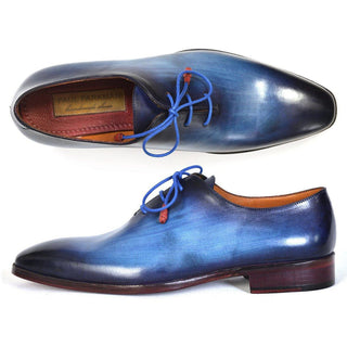 Paul Parkman 755-BLU Men's Handmade Shoes Blue Calf-Skin Leather Whole-Cut Oxfords (PM6304)-AmbrogioShoes