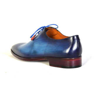 Paul Parkman 755-BLU Men's Handmade Shoes Blue Calf-Skin Leather Whole-Cut Oxfords (PM6304)-AmbrogioShoes