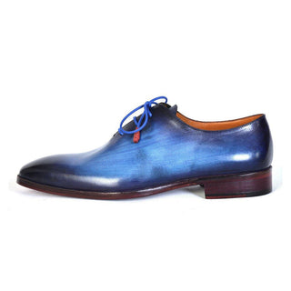 Paul Parkman 755-BLU Men's Handmade Shoes Blue Calf-Skin Leather Whole-Cut Oxfords (PM6304)-AmbrogioShoes