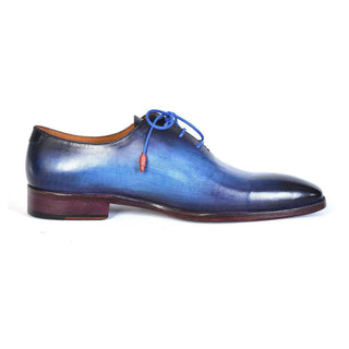 Paul Parkman 755-BLU Men's Handmade Shoes Blue Calf-Skin Leather Whole-Cut Oxfords (PM6304)-AmbrogioShoes