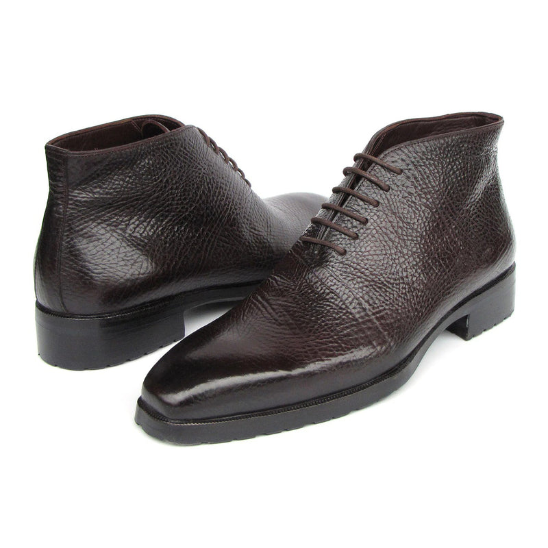 Paul Parkman 793BRW82 Men's Shoes Brown Floater Leather Ankle Boots (PM6417)-AmbrogioShoes