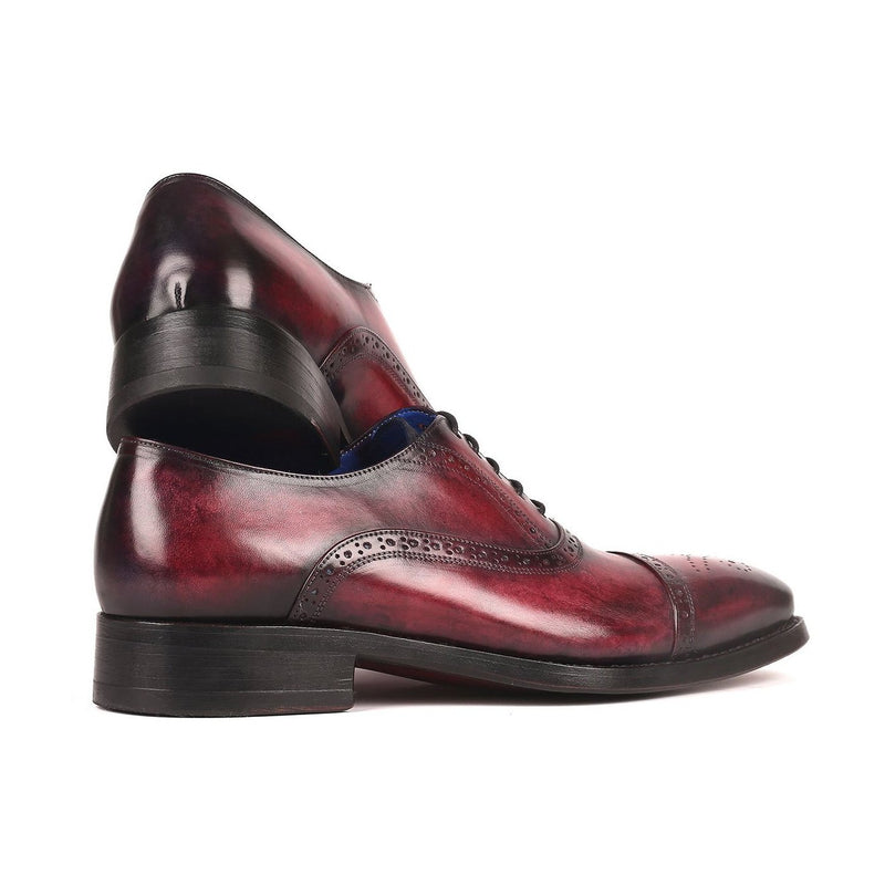 Paul Parkman 79BRD68 Men's Shoes Bordeaux Burgundy Calf-Skin Leather Cap-Toe Oxfords(PM6258)-AmbrogioShoes