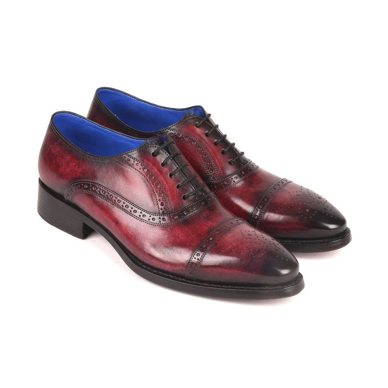 Paul Parkman 79BRD68 Men's Shoes Bordeaux Burgundy Calf-Skin Leather Cap-Toe Oxfords(PM6258)-AmbrogioShoes