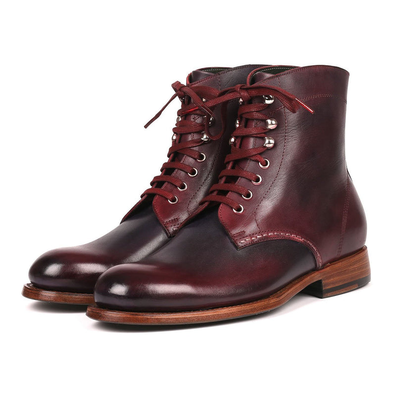 Paul Parkman 824BRD65 Men's Shoes Burgundy & Navy Calf-Skin Leather Boots(PM6253)-AmbrogioShoes