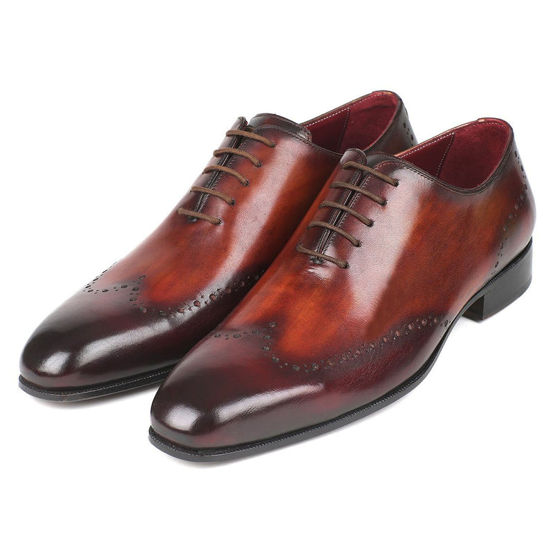 Paul Parkman 84BT76 Men's Shoes Brown & Bordeaux Calf-Skin Leather Wholecut Oxfords (PM6292)-AmbrogioShoes