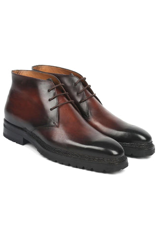 Paul Parkman 8504-BRW Men's Handmade Shoes Brown Calf-Skin Leather Norwegian Welted Chukka Boots (PM6360)-AmbrogioShoes