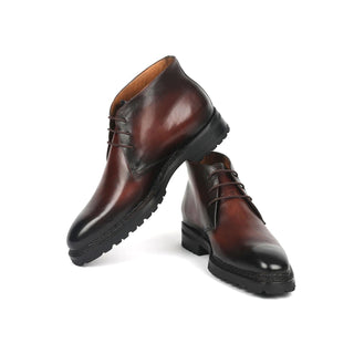 Paul Parkman 8504-BRW Men's Handmade Shoes Brown Calf-Skin Leather Norwegian Welted Chukka Boots (PM6360)-AmbrogioShoes