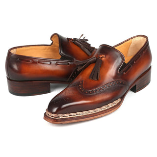 Paul Parkman 8507 Men's Shoes Calf-Skin Leather Norwegian Welted Wingtip Loafers (PM6351)-AmbrogioShoes