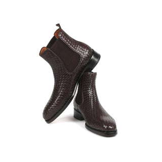 Paul Parkman 92WN87 Men's Shoes Woven Leather Chelsea Boots (PM6347)-AmbrogioShoes