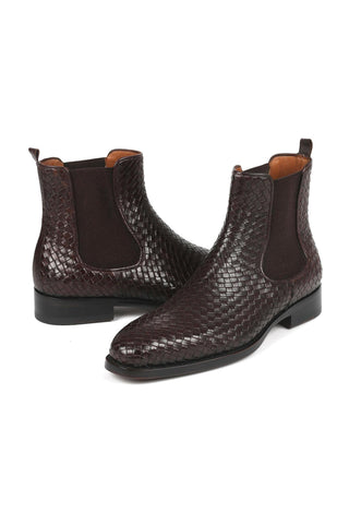 Paul Parkman 92WN87 Woven Leather Chelsea Boots (PM6347)-AmbrogioShoes