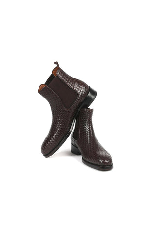 Paul Parkman 92WN87 Woven Leather Chelsea Boots (PM6347)-AmbrogioShoes