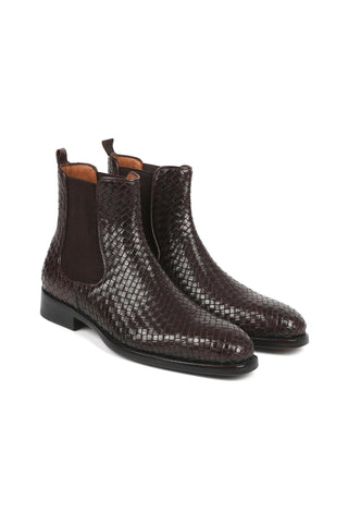 Paul Parkman 92WN87 Woven Leather Chelsea Boots (PM6347)-AmbrogioShoes