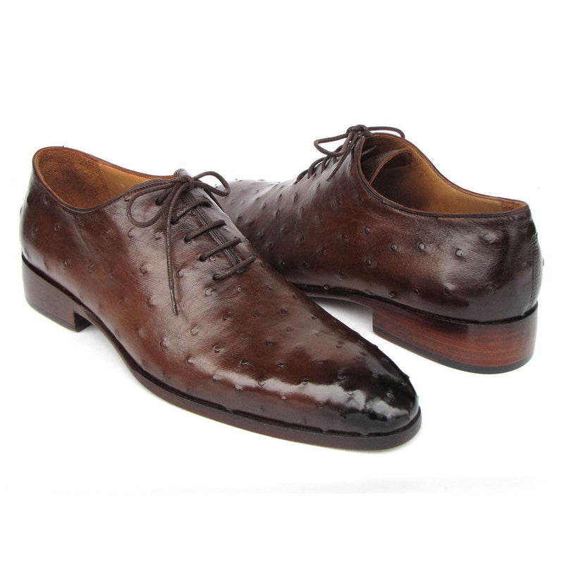 Paul Parkman 9475-85 Men's Shoes Brown Genuine Ostrich Leather Oxfords (PM6410)-AmbrogioShoes