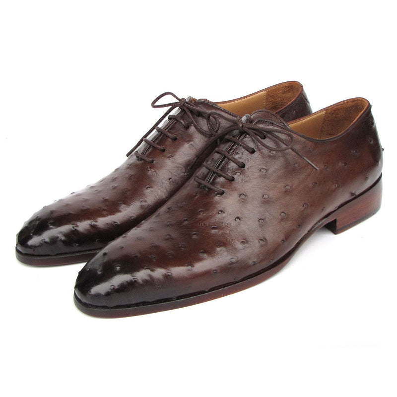 Paul Parkman 9475-85 Men's Shoes Brown Genuine Ostrich Leather Oxfords (PM6410)-AmbrogioShoes
