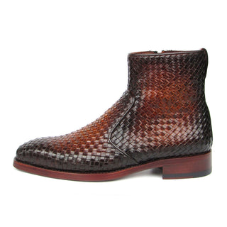 Paul Parkman BT269 Men's Shoes Woven Calf-Skin Leather Welted Zipper Boots (PM6402)-AmbrogioShoes