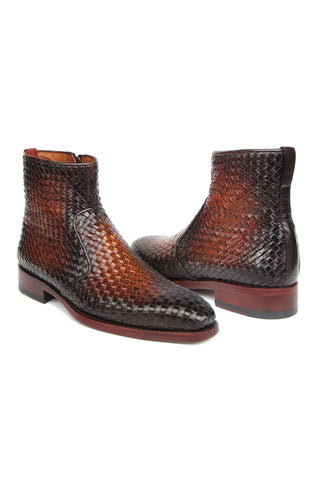 Paul Parkman BT269 Woven Calf-Skin Leather Welted Zipper Boots (PM6402)-AmbrogioShoes
