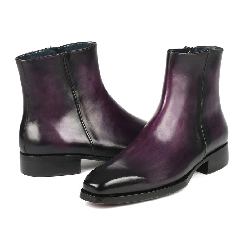 Paul Parkman BT3955-PRP Men's Shoes Purple Calf-Skin Leather Zipper Boots (PM6355)-AmbrogioShoes