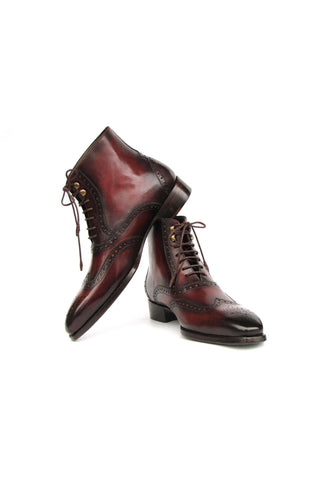 Paul Parkman BT4861-BRD Brown Burnished Leather Goodyear Welted Wingtip Boots (PM6407)-AmbrogioShoes