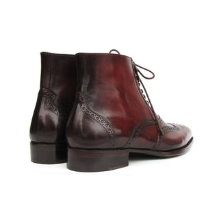 Paul Parkman BT4861-BRD Men's Handmade Shoes Brown Burnished Leather Goodyear Welted Wingtip Boots (PM6407)-AmbrogioShoes