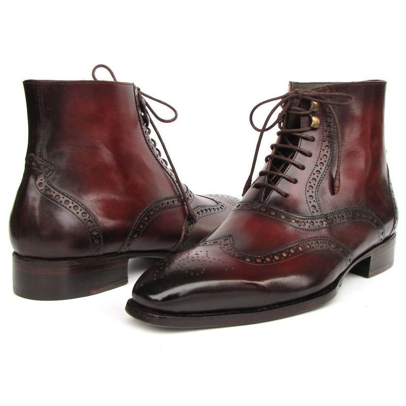 Paul Parkman BT4861-BRD Men's Shoes Brown Burnished Leather Goodyear Welted Wingtip Boots (PM6407)-AmbrogioShoes