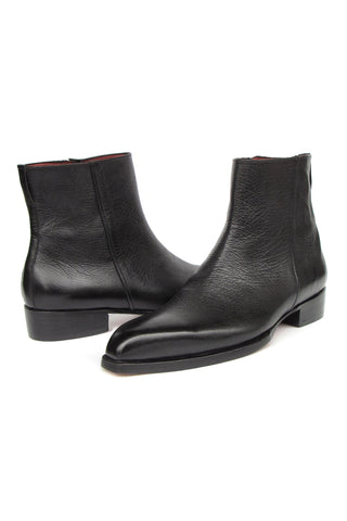 Paul Parkman BT6499-BLK Black Floater Leather Side Zipper Boots (PM6392)-AmbrogioShoes