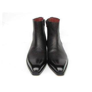 Paul Parkman BT6499-BLK Men's Handmade Shoes Black Floater Leather Side Zipper Boots (PM6392)-AmbrogioShoes