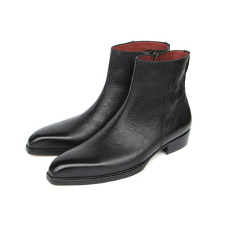 Paul Parkman BT6499-BLK Men's Handmade Shoes Black Floater Leather Side Zipper Boots (PM6392)-AmbrogioShoes