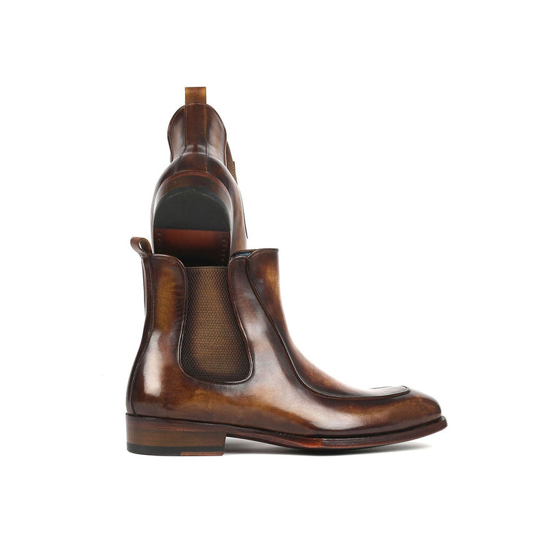 Paul Parkman BT822BRW Men's Shoes Brown Calf-Skin Leather Goodyear Welted Dress Chelsea Boots (PM6326)-AmbrogioShoes
