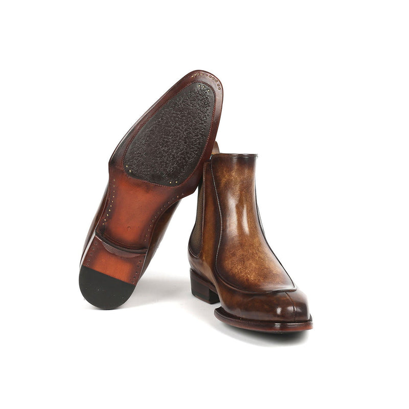 Paul Parkman BT822BRW Men's Shoes Brown Calf-Skin Leather Goodyear Welted Dress Chelsea Boots (PM6326)-AmbrogioShoes