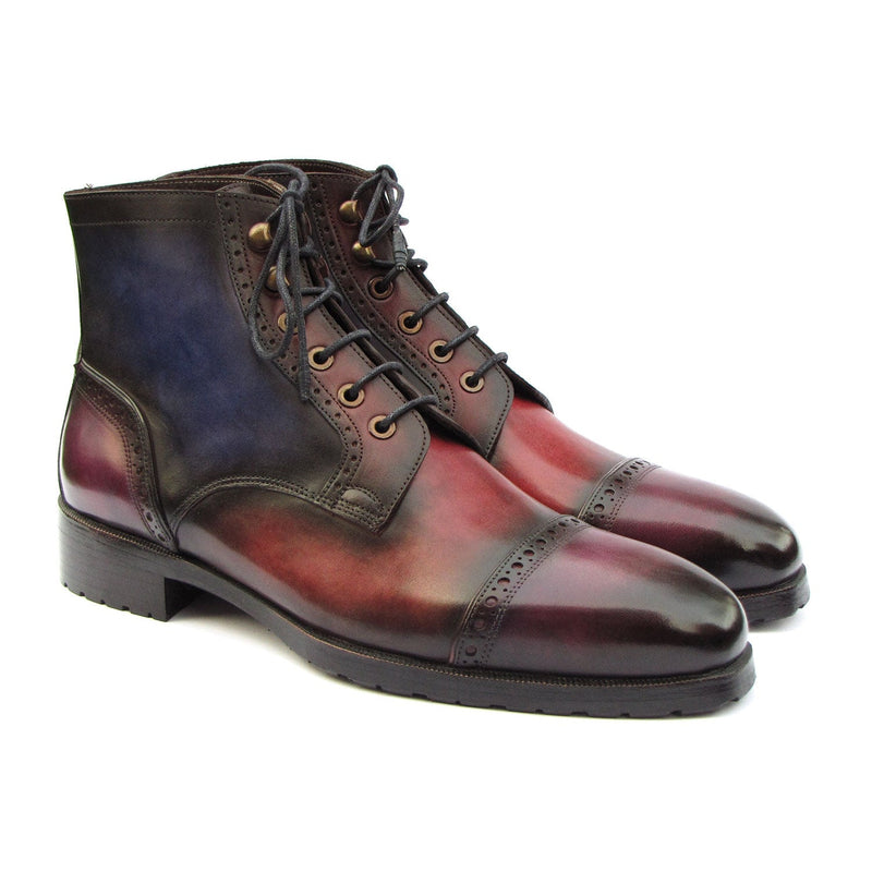 Paul Parkman BT9566-MLT Men's Shoes Multicolor Hand Painted Leather Cap Toe Boots (PM6404)-AmbrogioShoes