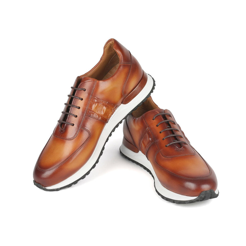 Paul Parkman LP208BRW Men's Shoes Brown Calf-Skin Leather Sneakers (PM6373)-AmbrogioShoes