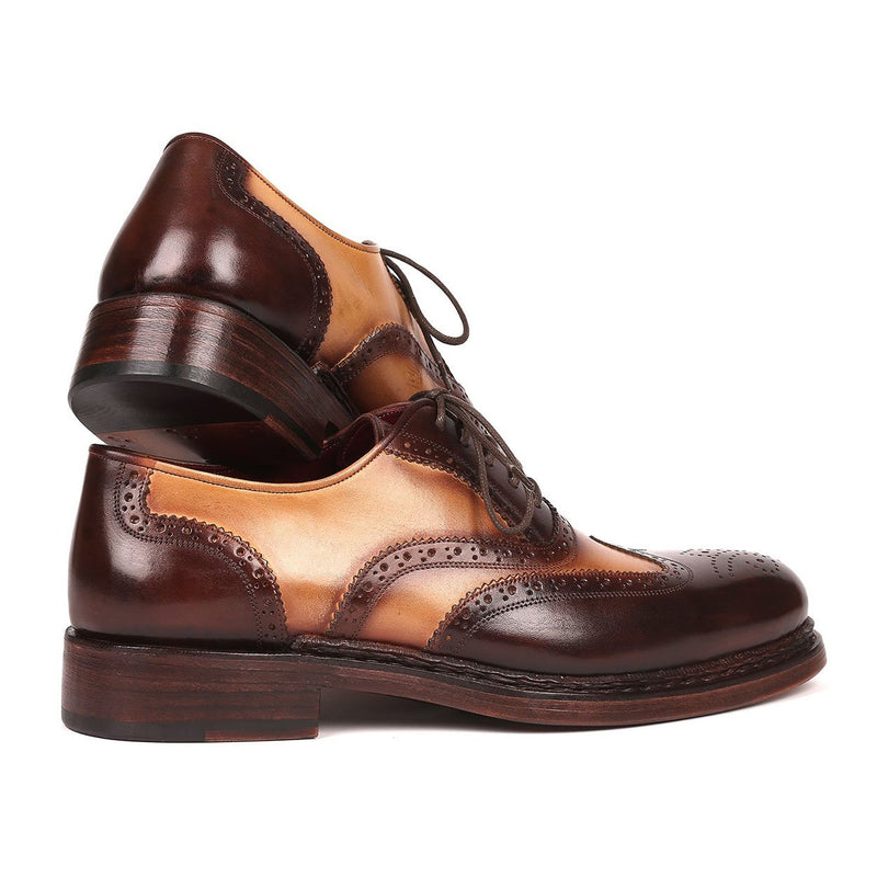 Paul Parkman Men's Shoes Brown & Beige Calf-skin Leather Wing-Tip Oxfords 027-BJBRW (PM6200)-AmbrogioShoes