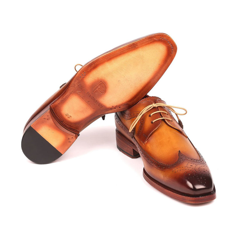 Paul Parkman Men's Shoes Camel Calf-Skin Leather Wing-Tip Oxfords 511C74 (PM6202)-AmbrogioShoes