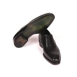 Paul Parkman Men's Handmade Shoes Black Calf-Skin Leather Goodyear Welted Loafers GH861TR (PM6210)-AmbrogioShoes