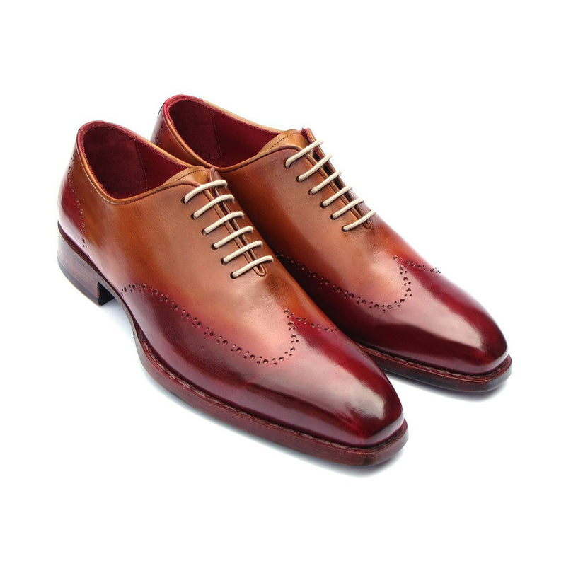 Paul Parkman Men's Shoes Bordeaux & Camel Calf-Skin Leather Goodyear Welted Wingtip Oxfords 081-RDT (PM6213)-AmbrogioShoes