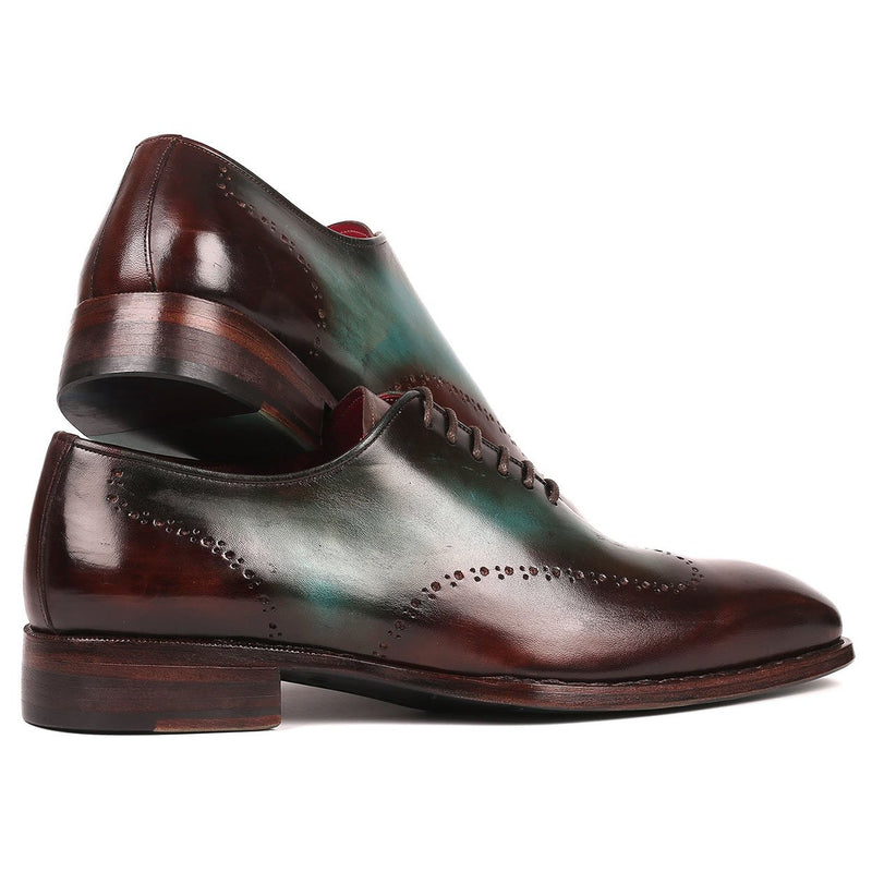Paul Parkman Men's Shoes Brown & Turquoise Calf-Skin Leather Goodyear Welted Wingtip Oxfords 081-BTQ (PM6212)-AmbrogioShoes
