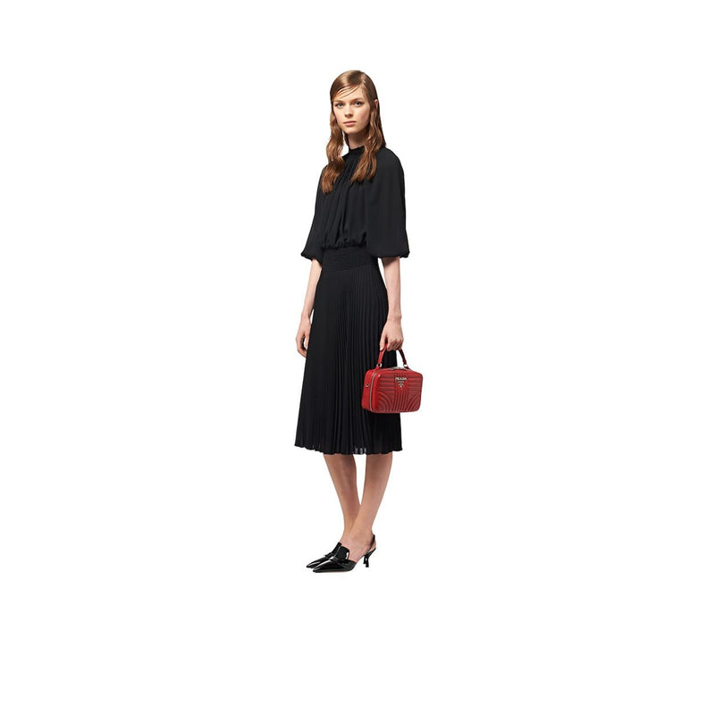 Prada 1BH118-2D91 Women's Black Diagramme Quilted Calf-Skin Leather Shoulder Bag (PR1005)-AmbrogioShoes