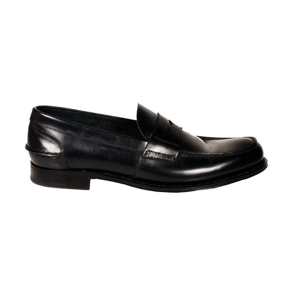 Prada 2D2843 Men's Shoes Black Calf-Skin Leather Penny Loafers (PRM70)-AmbrogioShoes