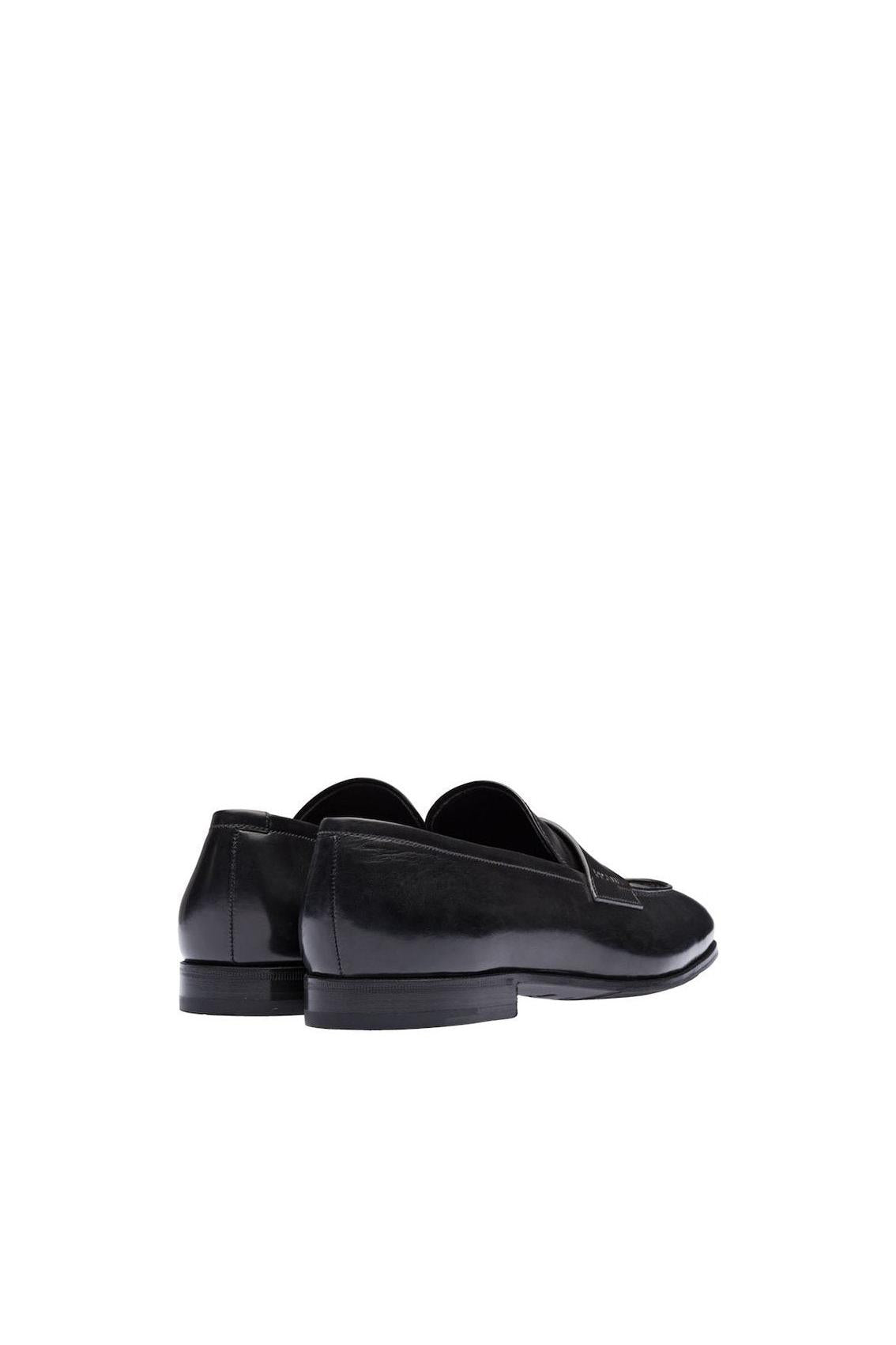 Prada 2DB185-248 Black Calf-Skin Leather Penny Loafers (PRM1031) - BLACK / 5 US Prada 2DB185-248 Black Calf-Skin Leather Penny Loafers (PRM1031) - BLACK / 5 US