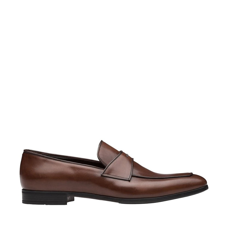 Prada 2DC192-V69 Men's Shoes Brown Calf-Skin Leather Penny Loafers (PRM1021)-AmbrogioShoes