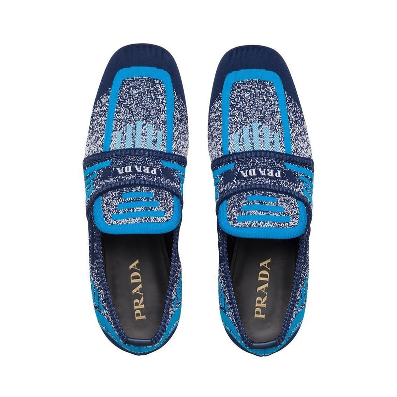 Prada 2DG098-3KK5 Men's Shoes Blue Technical Fabric Penny Loafers (PRM1024)-AmbrogioShoes
