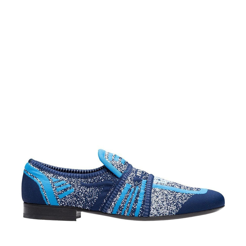 Prada 2DG098-3KK5 Men's Shoes Blue Technical Fabric Penny Loafers (PRM1024)-AmbrogioShoes