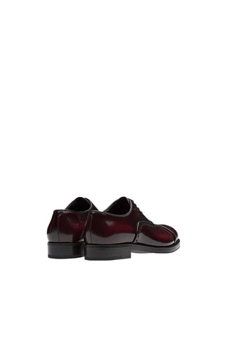 Prada 2EA135-055 Burgundy Brushed Calf-Skin Leather Oxfords (PRM1025)-AmbrogioShoes
