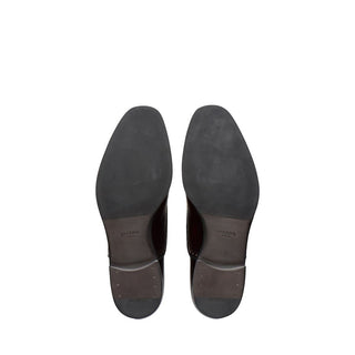 Prada 2EA135-055 Men's Shoes Burgundy Brushed Calf-Skin Leather Oxfords (PRM1025)-AmbrogioShoes