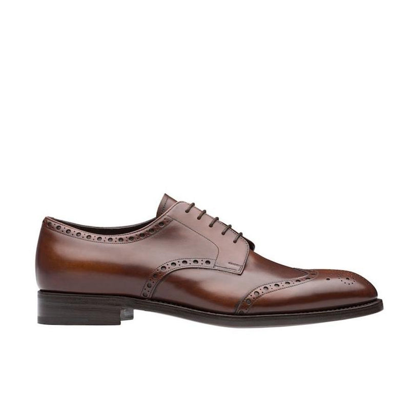 Prada 2EA143-3F33 Men's Shoes Brown Calf-Skin Leather Derby Oxfords (PRM1033)-AmbrogioShoes