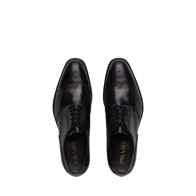 Prada 2EB109-3F33 Men's Shoes Black Calf-Skin Leather Derby Oxfords (PRM1026)-AmbrogioShoes
