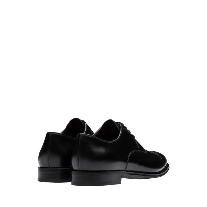 Prada 2EB184-ZJY Men's Shoes Black Polished Calf-Skin Leather Derby Oxfords (PRM1027)-AmbrogioShoes